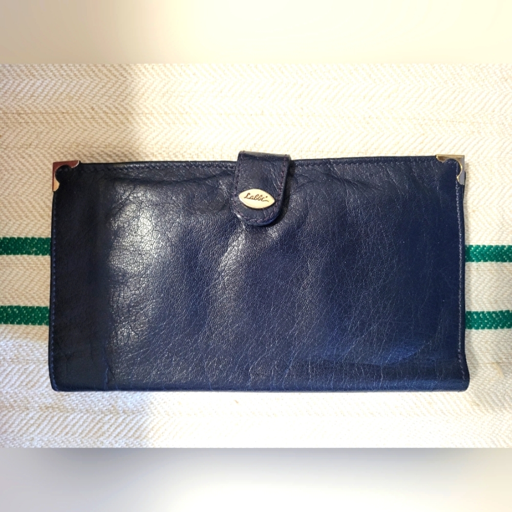 Black Leather very soft wallet with pen holder and check keeper